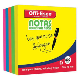 Paquete Notas Adhesivas 400 Hojas Colores Neon Offi-esco +o roxvan